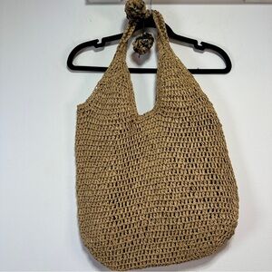 C&A | Woven Paper Straw Shoulder Bag – Natural Textured Boho Tote